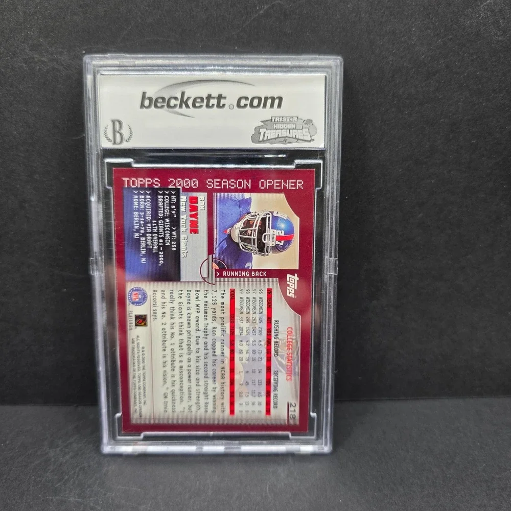 Topps Ron Dayne Rookie Card 2000 New York Giants BCCG 9 Graded #218